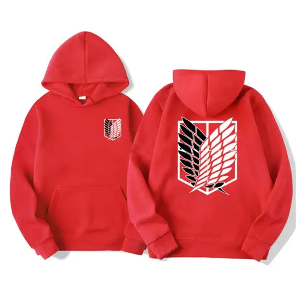 Attack on Titan Hoodie – Unisex Anime Harajuku Pullover Streetwear - Red / L / Pack of 1