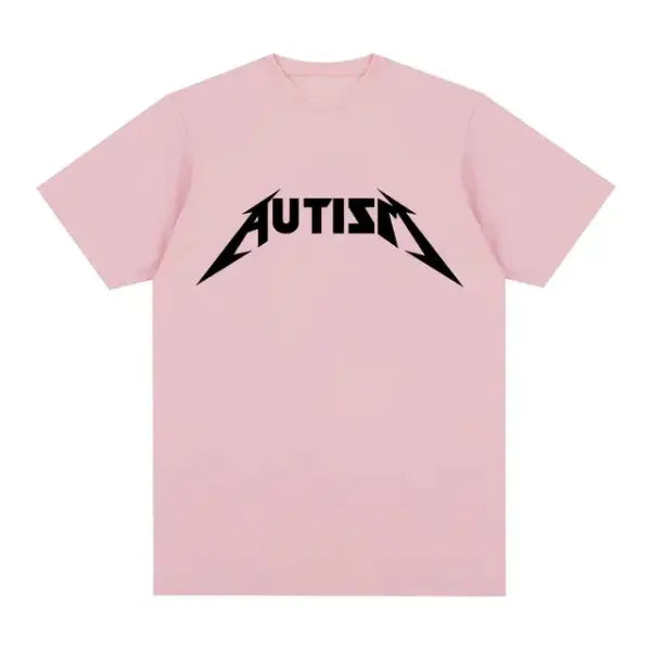 Autism Metal Rock Meme T-Shirt – Unisex Oversized Hip Hop Summer Short Sleeve Top - Pink / 4XL