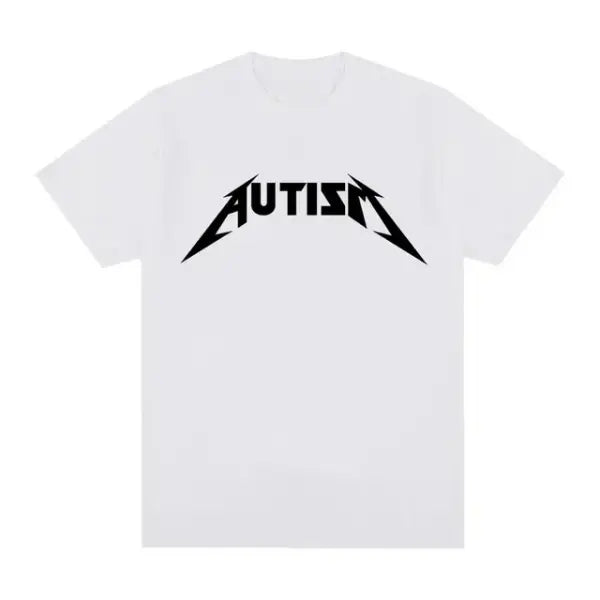 Autism Metal Rock Meme T-Shirt – Unisex Oversized Hip Hop Summer Short Sleeve Top - White / XL