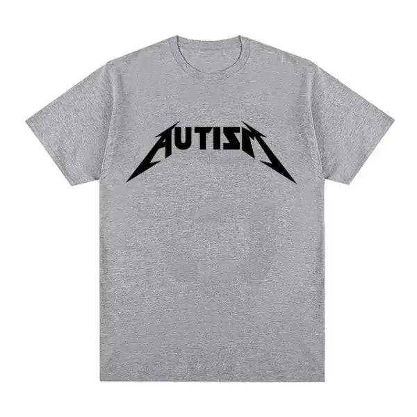 Autism Metal Rock Meme T-Shirt – Unisex Oversized Hip Hop Summer Short Sleeve Top - Grey / 3XL
