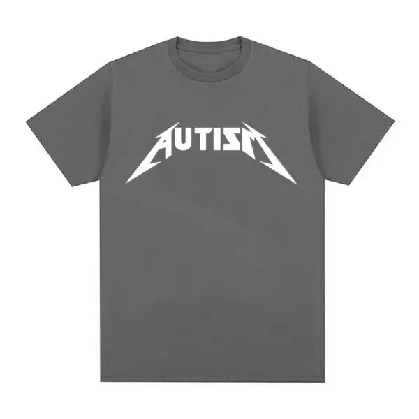 Autism Metal Rock Meme T-Shirt – Unisex Oversized Hip Hop Summer Short Sleeve Top