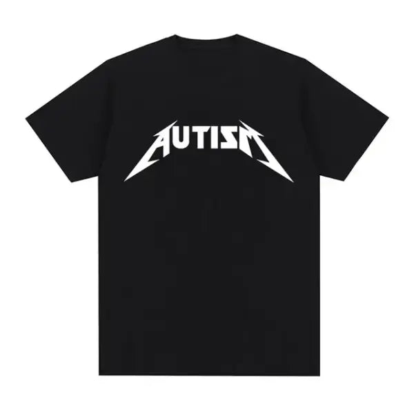 Autism Metal Rock Meme T-Shirt – Unisex Oversized Hip Hop Summer Short Sleeve Top - Black / XXL