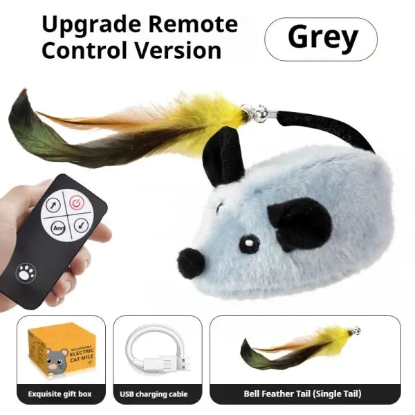 Automatic Sensing Moving Mouse Interactive Cat Toys Electronic Remote Squeaky Cat Toy For Kitten USB Rechargeable Pet