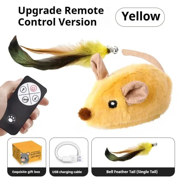 Automatic Sensing Moving Mouse Interactive Cat Toys Electronic Remote Squeaky Cat Toy For Kitten USB Rechargeable Pet