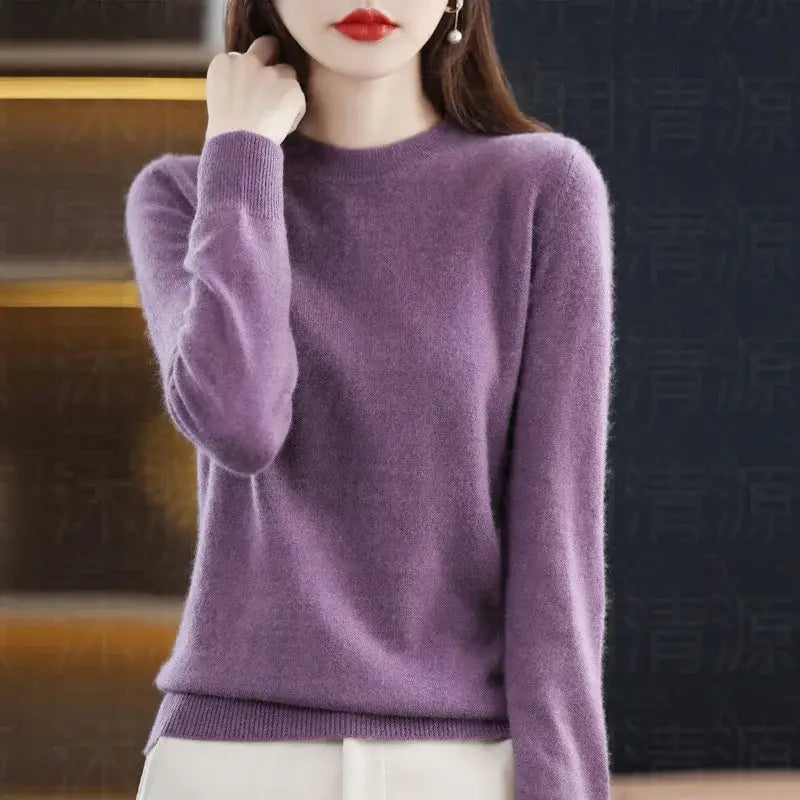 Autumn And Winter Cashmere Sweater Women’s Crew Neck Pullover Casual Knitted Top Women’s Short Undercoat Fashion 18