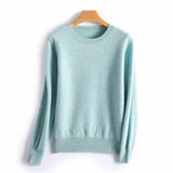 Autumn And Winter Cashmere Sweater Women’s Crew Neck Pullover Casual Knitted Top Women’s Short Undercoat Fashion 18