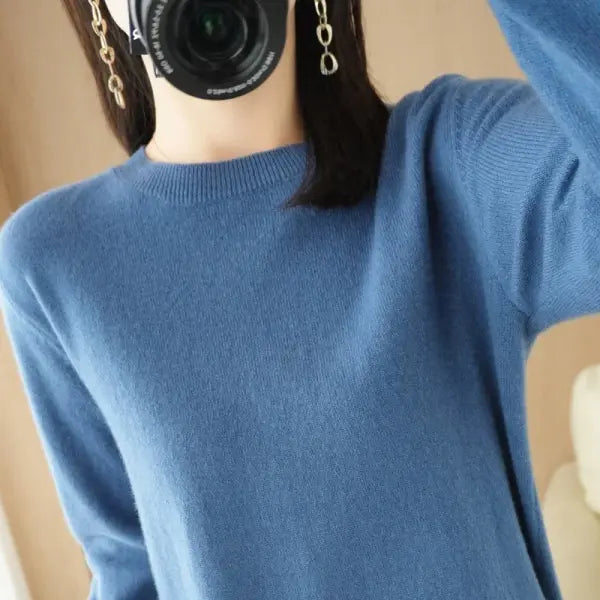 Women’s Cashmere Sweater – Crew Neck Autumn Winter Knitted Pullover Top - SKU-21 / XXL