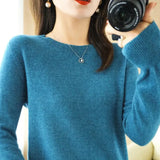 Autumn And Winter Cashmere Sweater Women’s Crew Neck Pullover Casual Knitted Top Women’s Short Undercoat Fashion 18