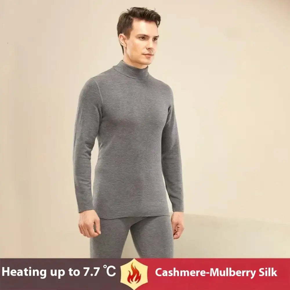 Autumn and Winter Men’s Cashmere Silk Thermal Underwear Women’s Cashmere Thermal Fall Pants Padded and Thickened