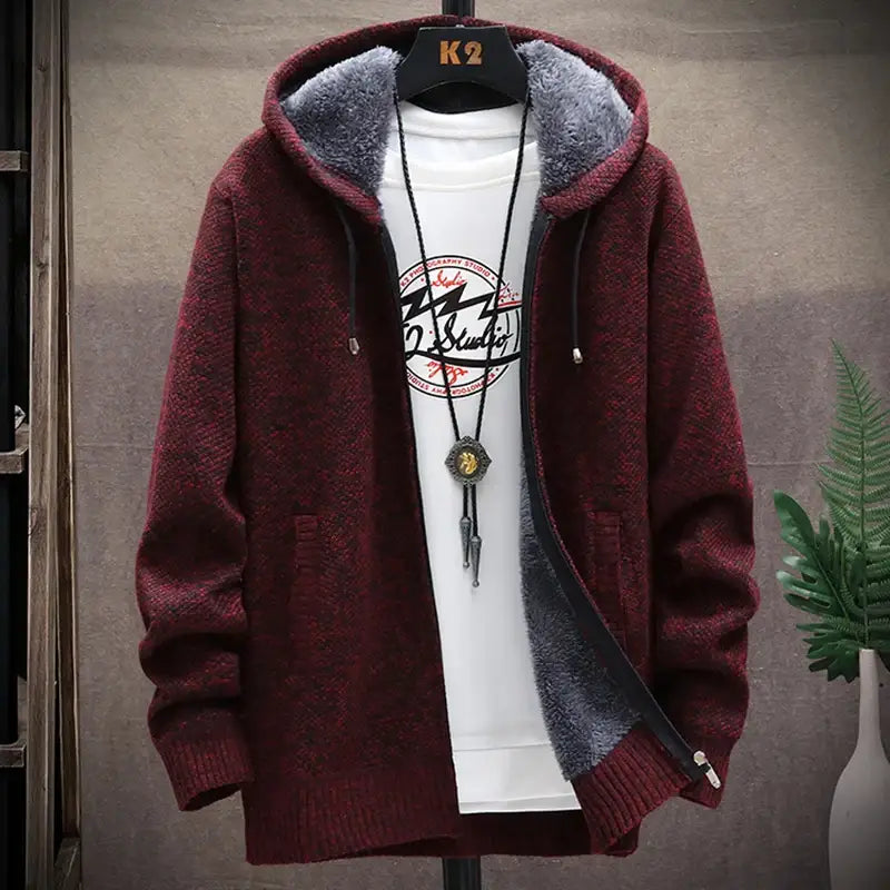 Autumn and Winter men’s wool jacket new jacket plush thickened classic vintage cardigan Hoodie casual loose tops