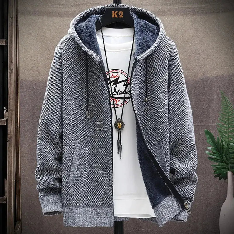 Autumn and Winter men’s wool jacket new jacket plush thickened classic vintage cardigan Hoodie casual loose tops