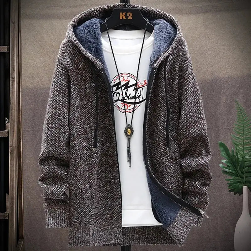 Autumn and Winter men’s wool jacket new jacket plush thickened classic vintage cardigan Hoodie casual loose tops