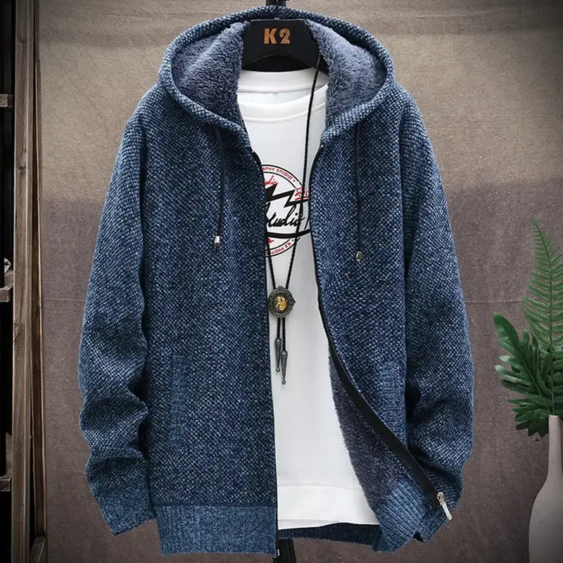 Autumn and Winter men’s wool jacket new jacket plush thickened classic vintage cardigan Hoodie casual loose tops
