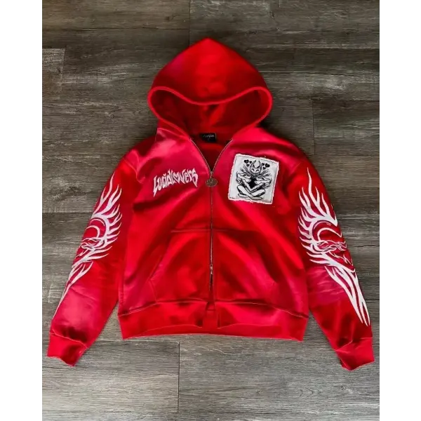 Women’s Y2K Harajuku Zipper Sweater – Embroidered Retro Casual Top for Autumn & Winter - 1 2 / XL