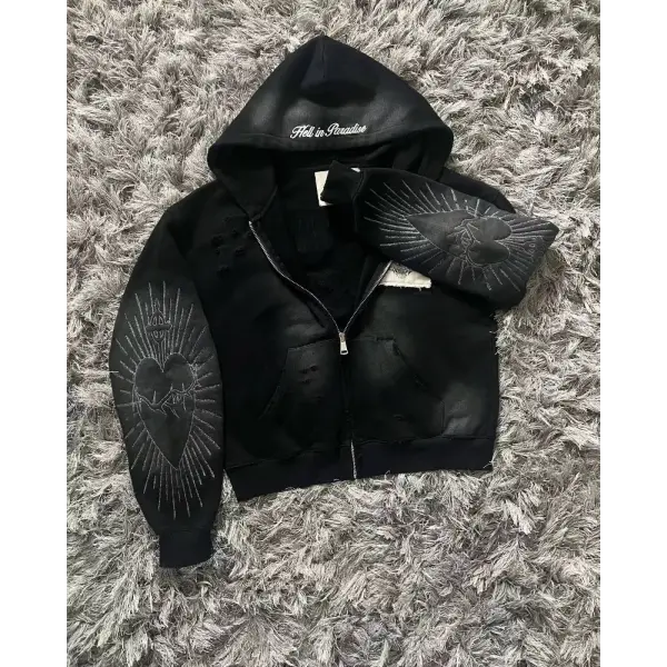 Women’s Y2K Harajuku Zipper Sweater – Embroidered Retro Casual Top for Autumn & Winter