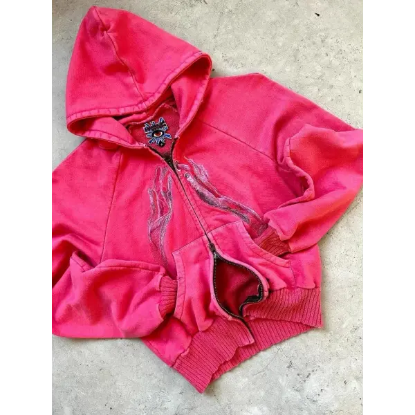 Women’s Y2K Harajuku Zipper Sweater – Embroidered Retro Casual Top for Autumn & Winter - 1 6 / M