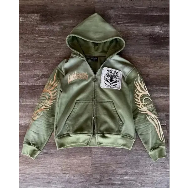 Women’s Y2K Harajuku Zipper Sweater – Embroidered Retro Casual Top for Autumn & Winter - 1 4 / M