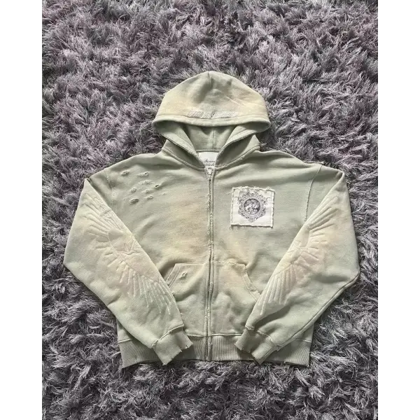 Women’s Y2K Harajuku Zipper Sweater – Embroidered Retro Casual Top for Autumn & Winter - 1 1 / M