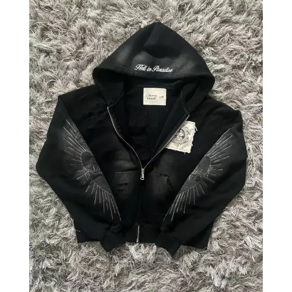 Women’s Y2K Harajuku Zipper Sweater – Embroidered Retro Casual Top for Autumn & Winter