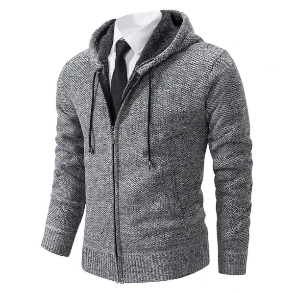 Solid color stand collar zipper cardigan fleece warm men jacket - 4XL / 8802Light gray
