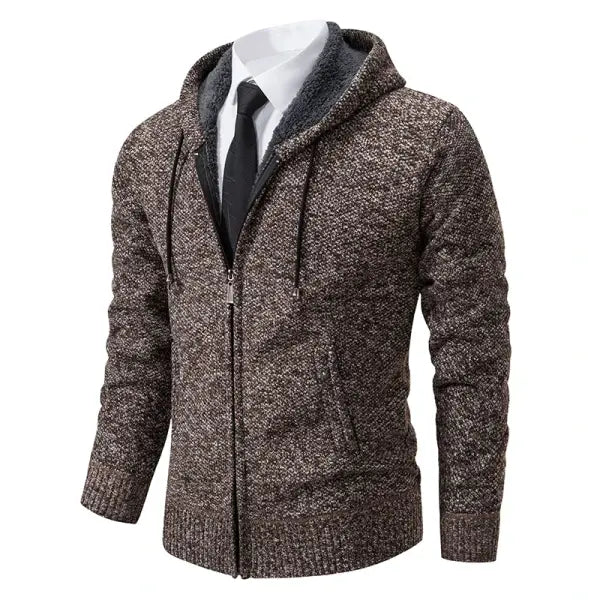 Solid color stand collar zipper cardigan fleece warm men jacket - 4XL / 8802coffee