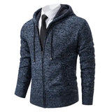 Solid color stand collar zipper cardigan fleece warm men jacket - M / 8802Blue grey
