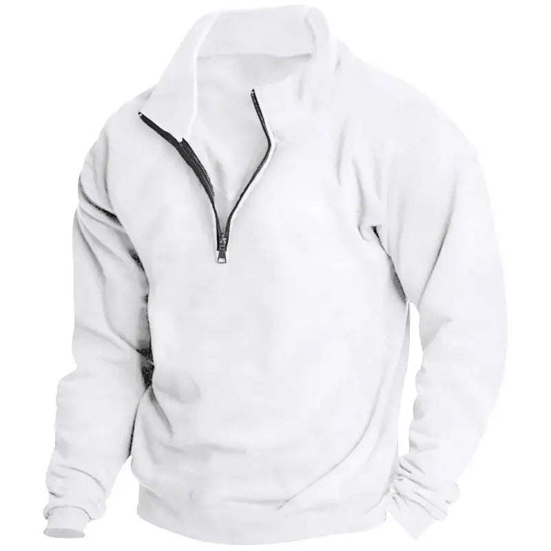 Autumn and winter new men’s fleece sweatshirt stand-up collar half zipper long sleeve cross-border European trend men’s
