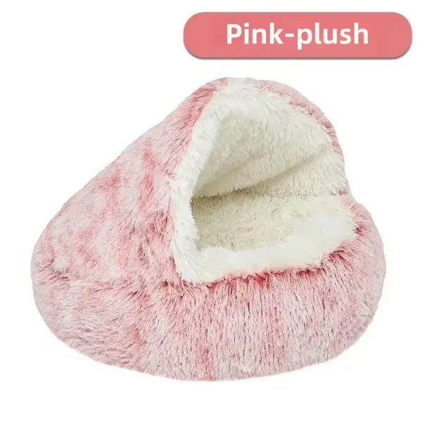 Autumn and Winter soft plush pet bed and pet bed Winter warm and cold plush comforter nest Shell cat nest semi-enclosed