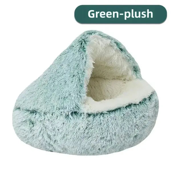 Autumn and Winter soft plush pet bed and pet bed Winter warm and cold plush comforter nest Shell cat nest semi-enclosed