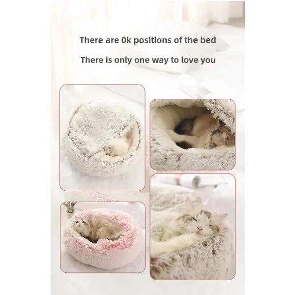 Autumn and Winter soft plush pet bed and pet bed Winter warm and cold plush comforter nest Shell cat nest semi-enclosed
