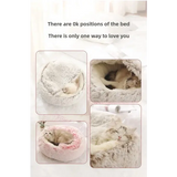 Autumn and Winter soft plush pet bed and pet bed Winter warm and cold plush comforter nest Shell cat nest semi-enclosed