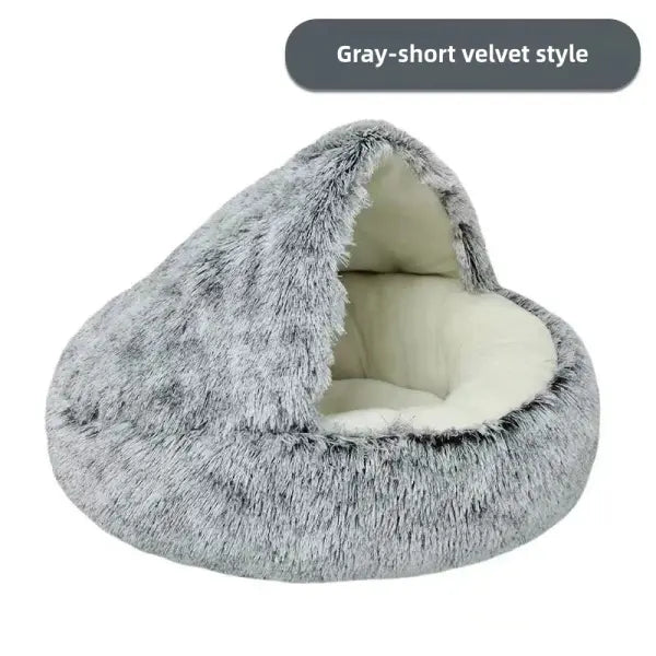 Autumn and Winter soft plush pet bed and pet bed Winter warm and cold plush comforter nest Shell cat nest semi-enclosed