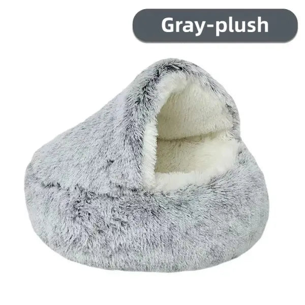 Autumn and Winter soft plush pet bed and pet bed Winter warm and cold plush comforter nest Shell cat nest semi-enclosed