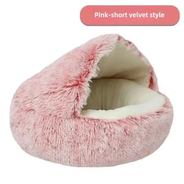 Autumn and Winter soft plush pet bed and pet bed Winter warm and cold plush comforter nest Shell cat nest semi-enclosed