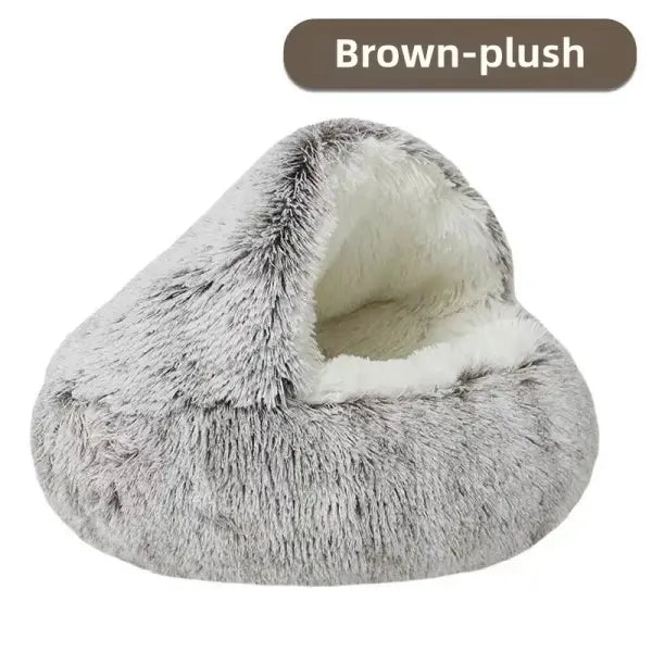 Autumn and Winter soft plush pet bed and pet bed Winter warm and cold plush comforter nest Shell cat nest semi-enclosed