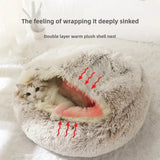 Autumn and Winter soft plush pet bed and pet bed Winter warm and cold plush comforter nest Shell cat nest semi-enclosed