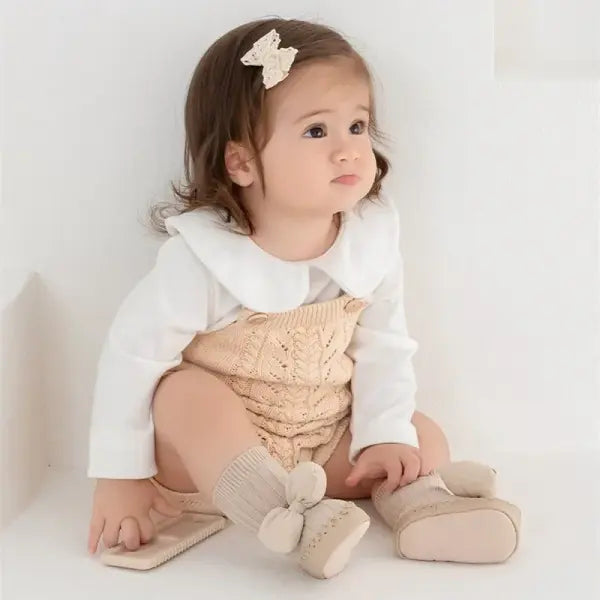 Autumn Baby Bow Middle Tube Socks Shoe Girls Princess Anti Slip Floor Shoes Soft Soled Children Toddler Shoes Kids