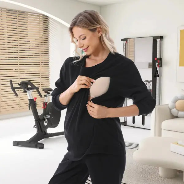 Autumn Long Sleeve Nursing T-Shirt – Maternity & Postpartum Breastfeeding Top with Fashion Letter Print - Tops only 3