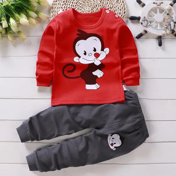 Autumn Sleepwear Pajamas For Girls Boys Long Sleeve Tops + Pants Suits Fashion Home Clothing Baby Kid Sleep Costume