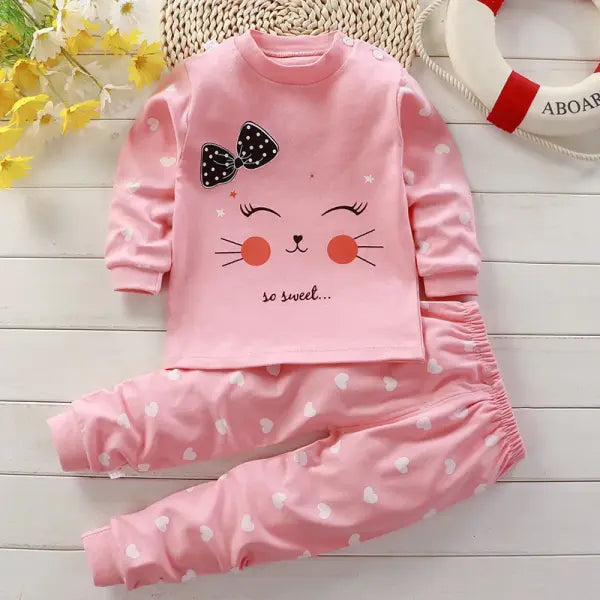Autumn Sleepwear Pajamas For Girls Boys Long Sleeve Tops + Pants Suits Fashion Home Clothing Baby Kid Sleep Costume