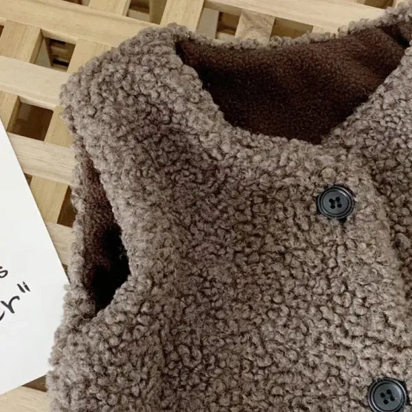 Autumn Winter Baby Lamb Wool Vest – Plush Plus Velvet Warm Waistcoat for Girls & Boys