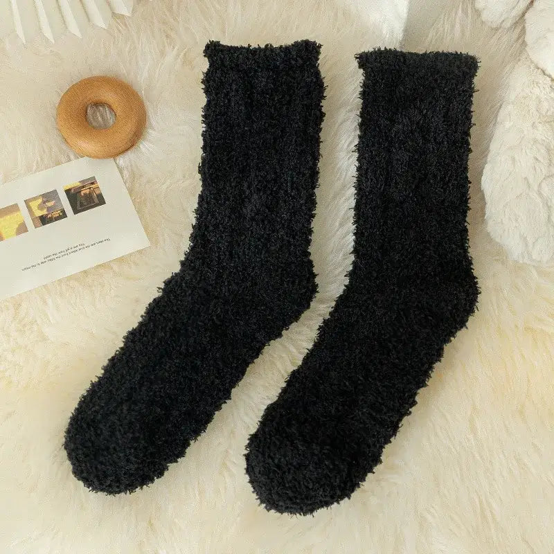 Autumn Winter Coral Velvet Socks Cute Cat Claw Socks For Women Children Girls Middle Tube Thickened Sleep Socks Home
