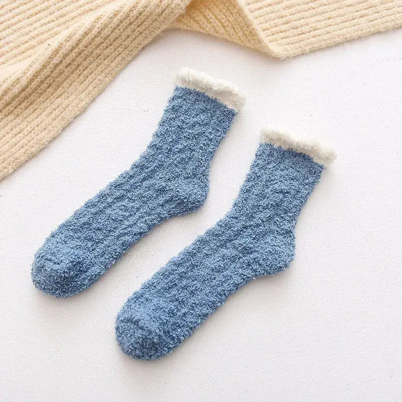 Autumn Winter Coral Velvet Socks Cute Cat Claw Socks For Women Children Girls Middle Tube Thickened Sleep Socks Home
