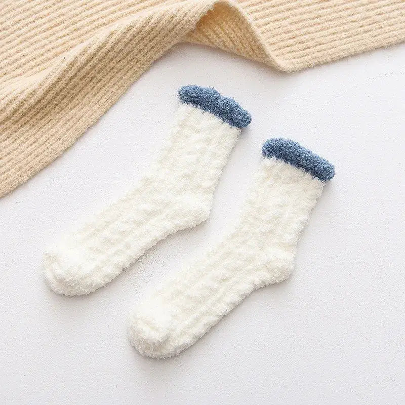 Autumn Winter Coral Velvet Socks Cute Cat Claw Socks For Women Children Girls Middle Tube Thickened Sleep Socks Home