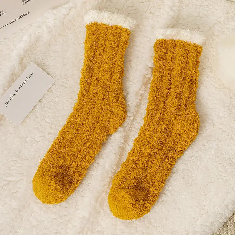 Autumn Winter Coral Velvet Socks Cute Cat Claw Socks For Women Children Girls Middle Tube Thickened Sleep Socks Home