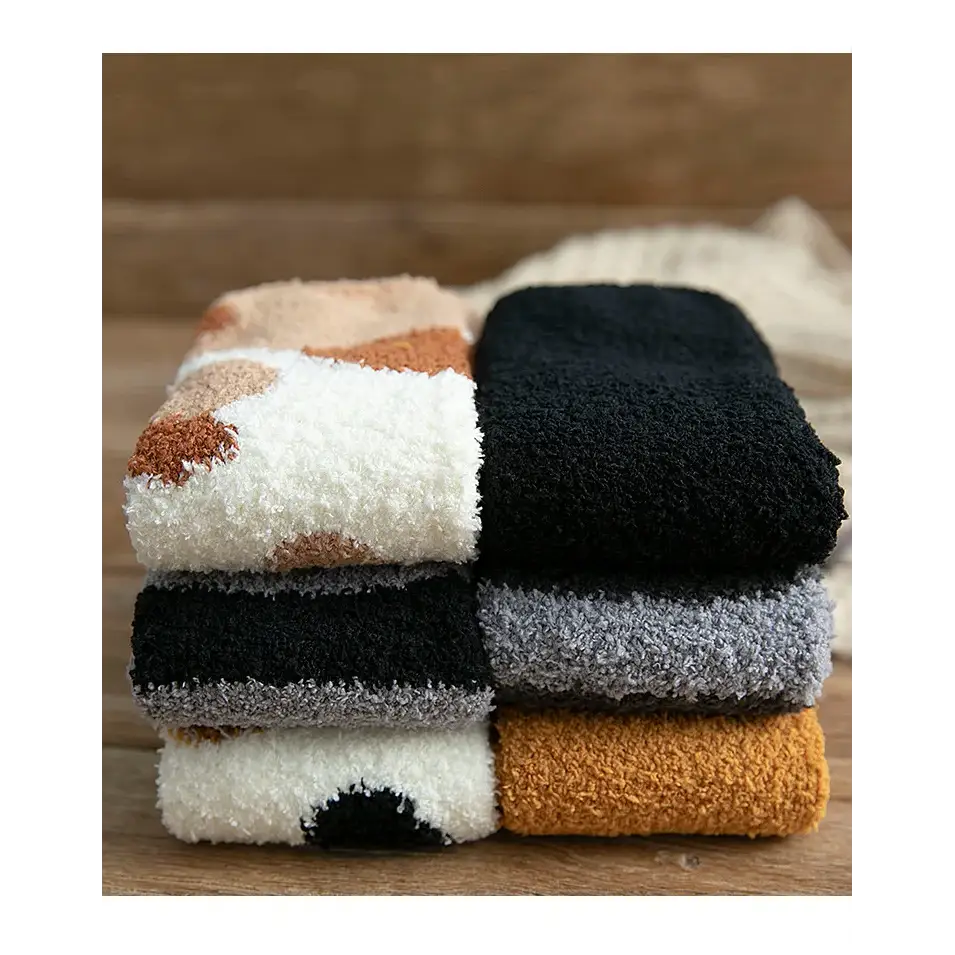 Autumn Winter Coral Velvet Socks Cute Cat Claw Socks For Women Children Girls Middle Tube Thickened Sleep Socks Home