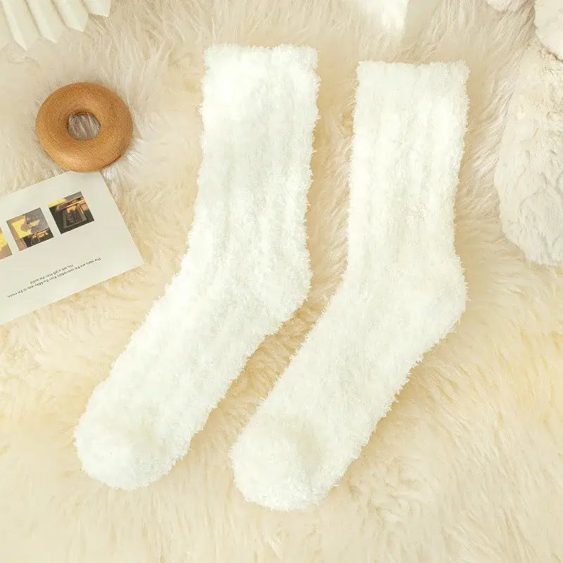 Autumn Winter Coral Velvet Socks Cute Cat Claw Socks For Women Children Girls Middle Tube Thickened Sleep Socks Home