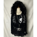 Autumn Winter Harajuku American High Street Fur Collar Zipper Hoodie Men Y2k Goth Punk Hip-hop Rock Oversized