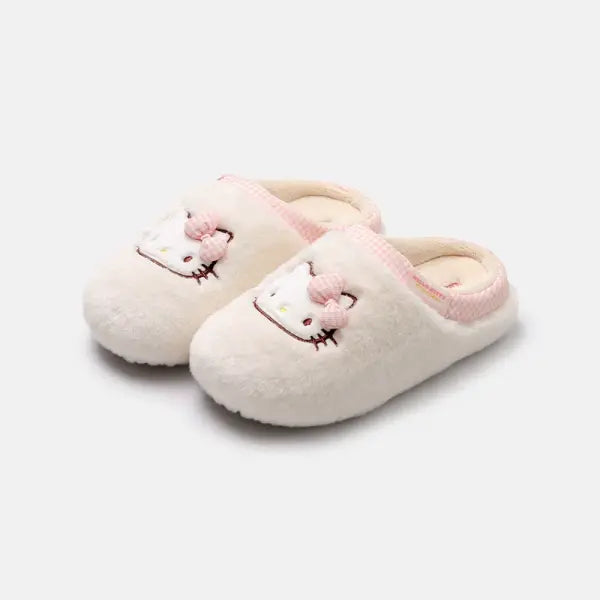 Hello Kitty Plush Slippers for Women – Kawaii Cute Sanrio Indoor Home Shoes Warm Autumn & Winter Cotton Footwear - High