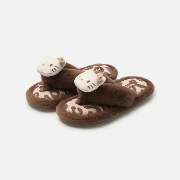 Hello Kitty Plush Slippers for Women – Kawaii Cute Sanrio Indoor Home Shoes Warm Autumn & Winter Cotton Footwear